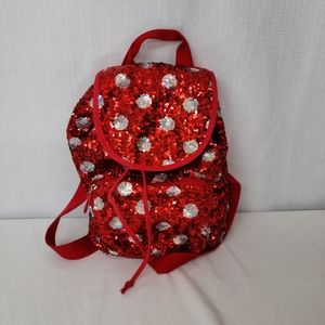 Disney Parks Minnie Mouse Polka Dotted Sequin Mini Backpack Bookbag Canvas